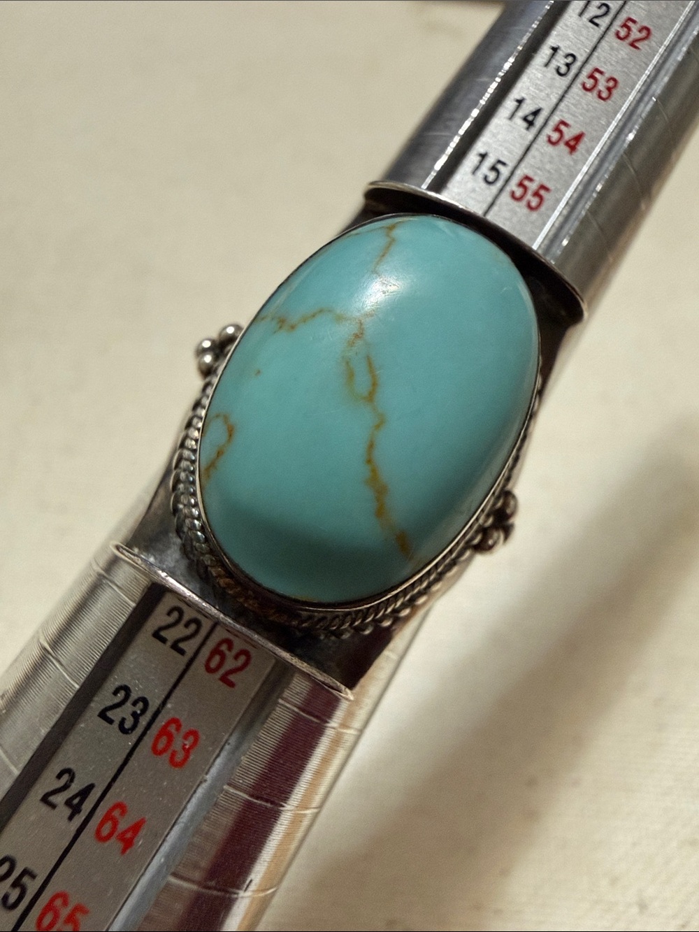 Sterling silver 925 Turquoise Oval Statement Ring size 8.75